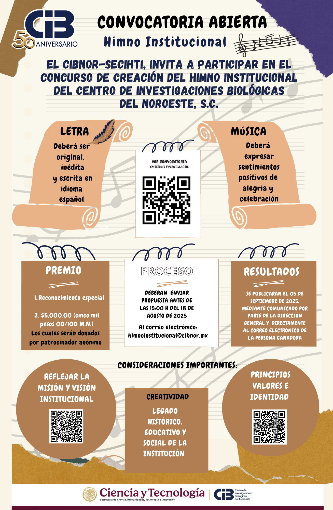 Convocatoria en extenso y flyer del himo institucional