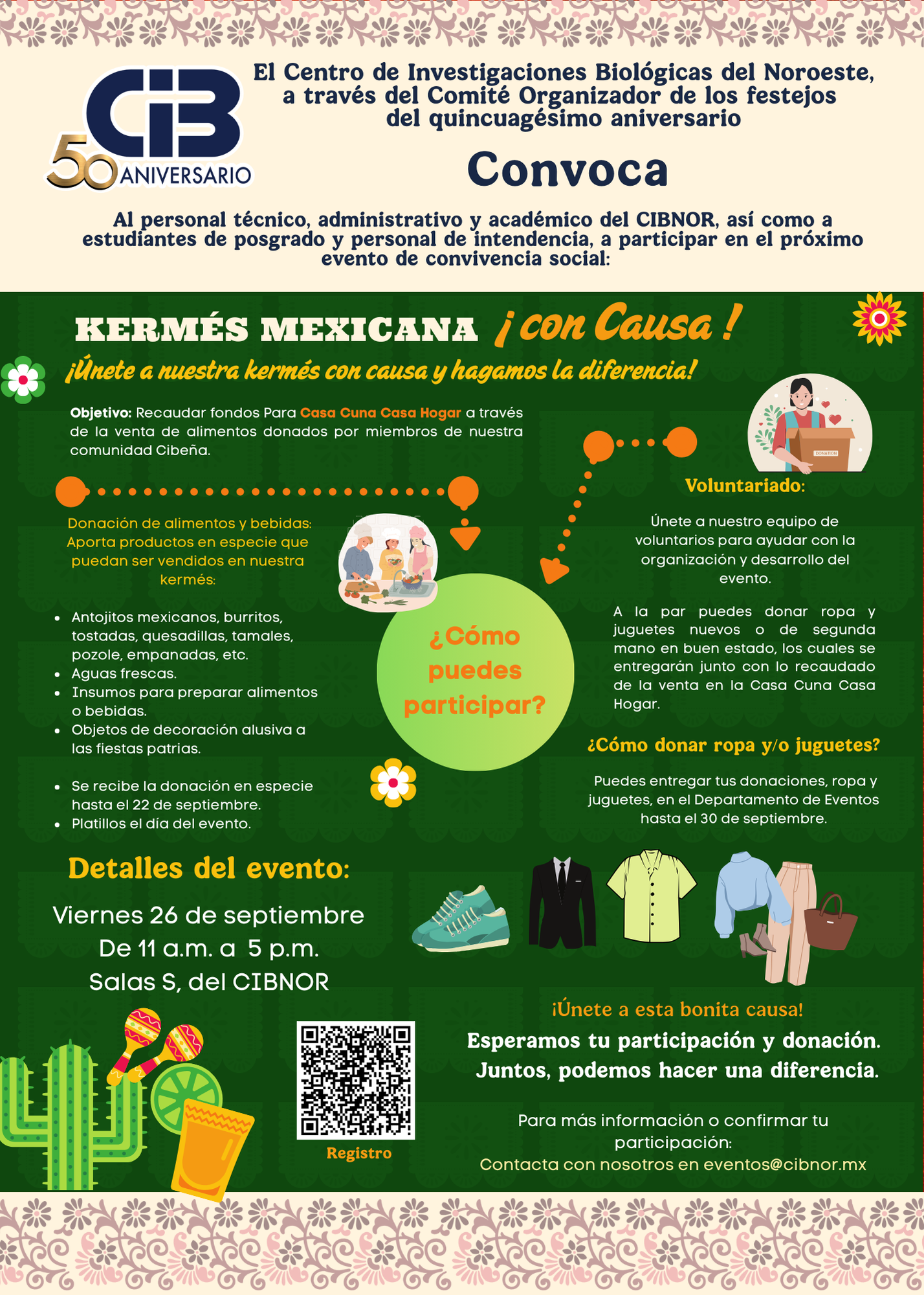 Convocatorias KERMÉS 50Aniv con QR
