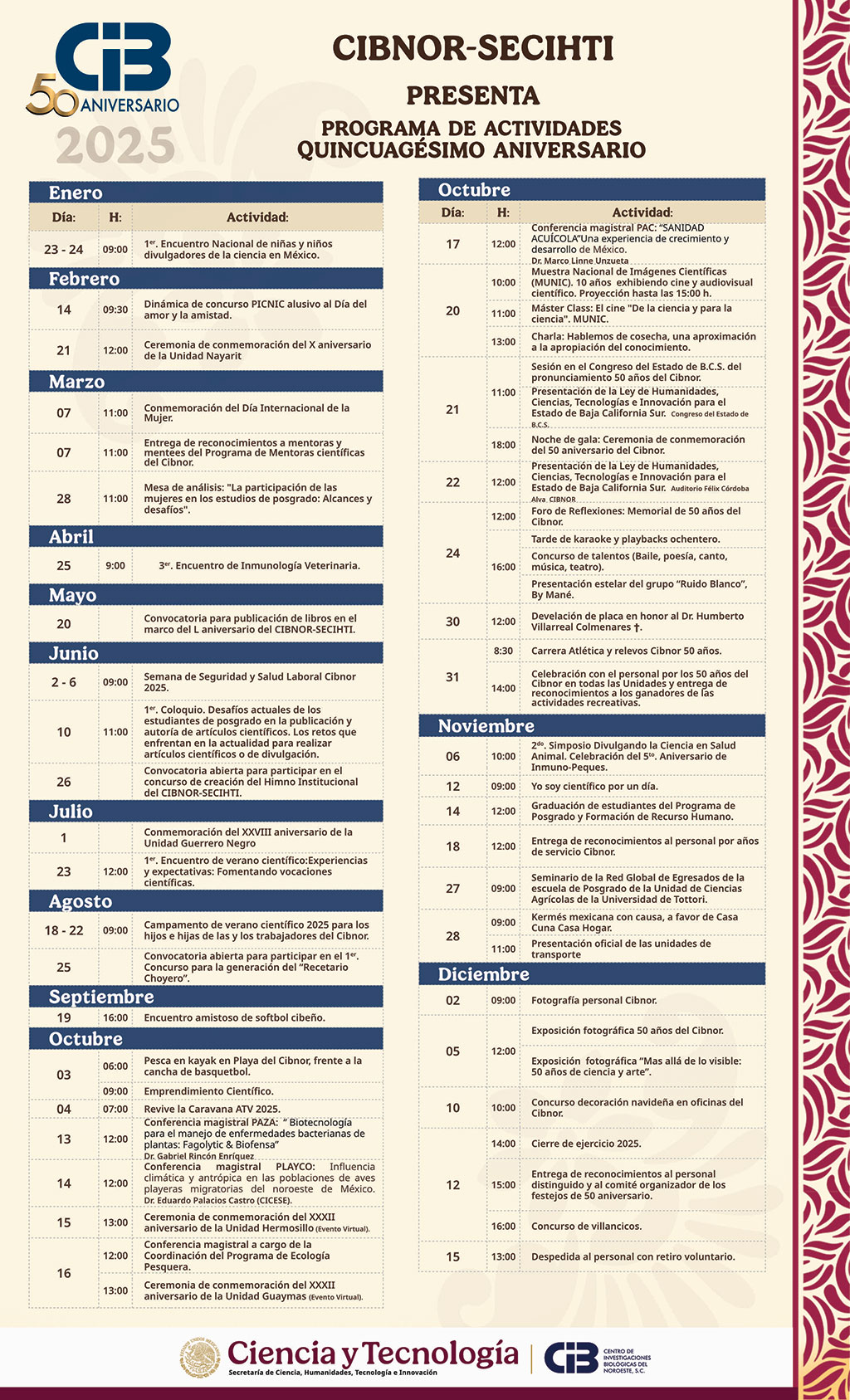 Calendario actividades